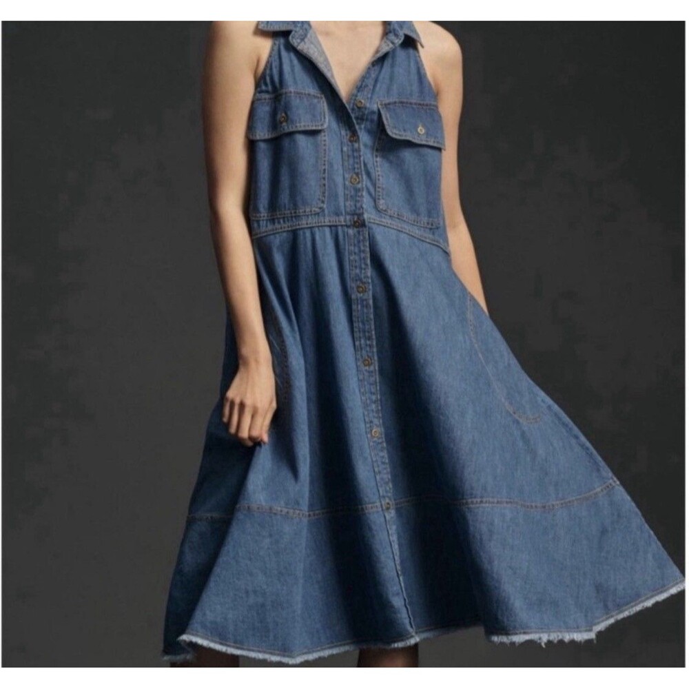 Anthropologie Pilcro Denim Halter Swing Midi Dress - Size L"